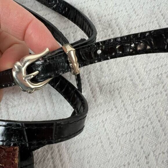 Vintage Brighton Black Crossbody Wallet Card Holder Bag Purse Leather Travel - Picture 6 of 16